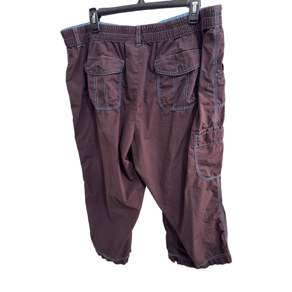SB Active Women’s XL‎ Brown Cargo Capri Pants with Teal Contrast Stitching Y2K - Picture 3 of 9